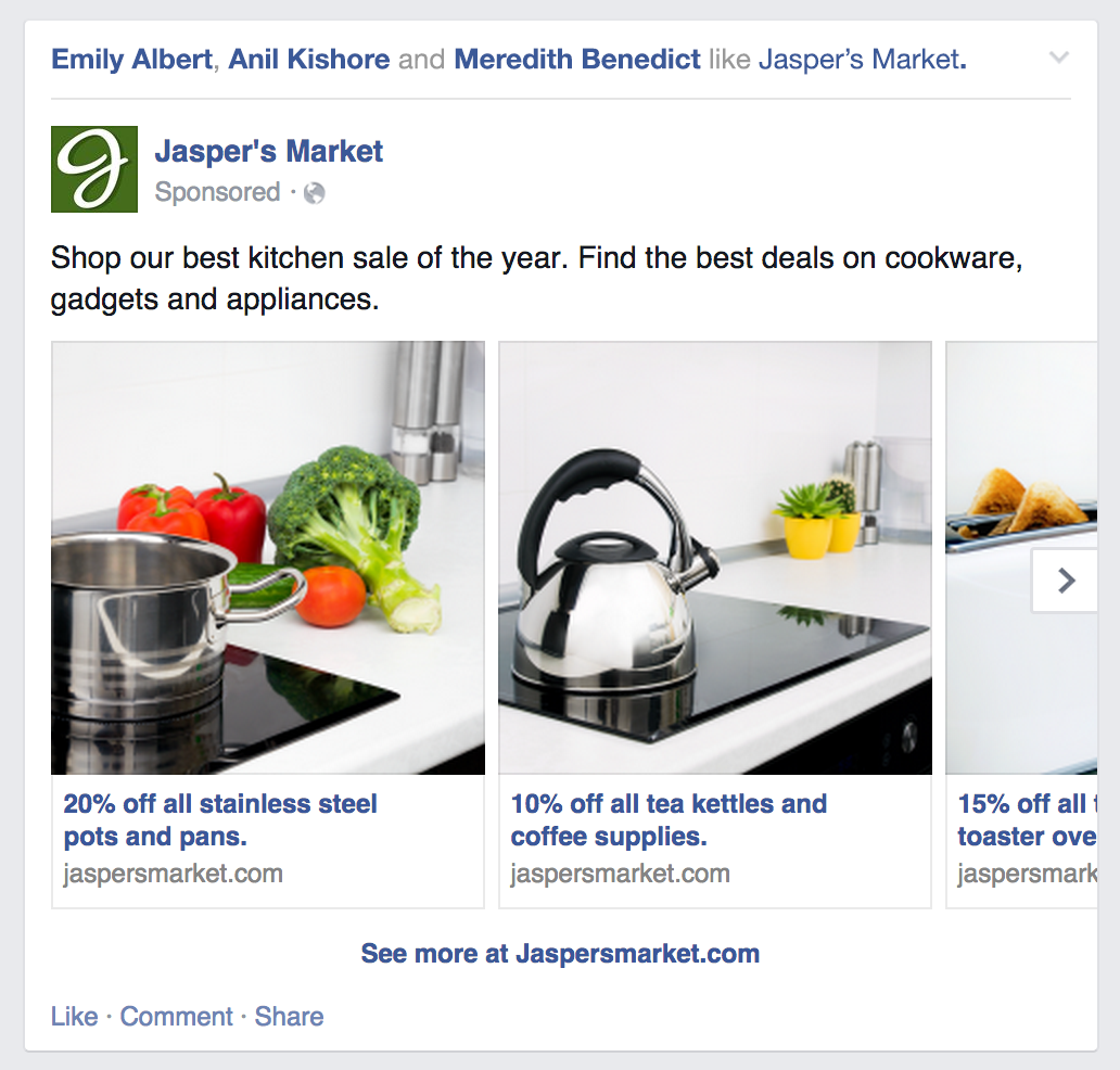 Visual Facebook ad example
