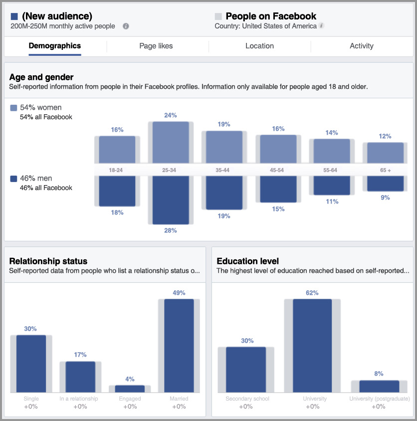 Facebook Ads can use customized audience groups