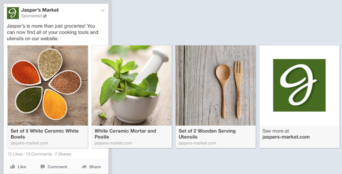 Facebook multi-product ad example