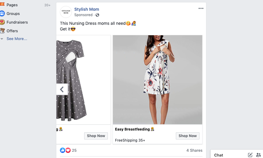 Facebook multi-product ad example