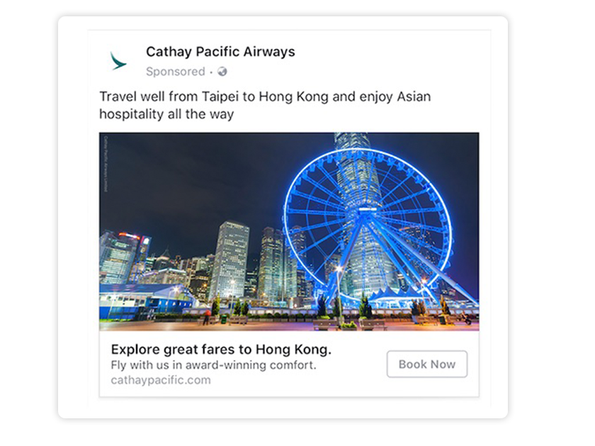 Facebook travel ad example