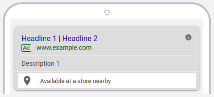 Screenshot of a Google Ad affiliate location extension